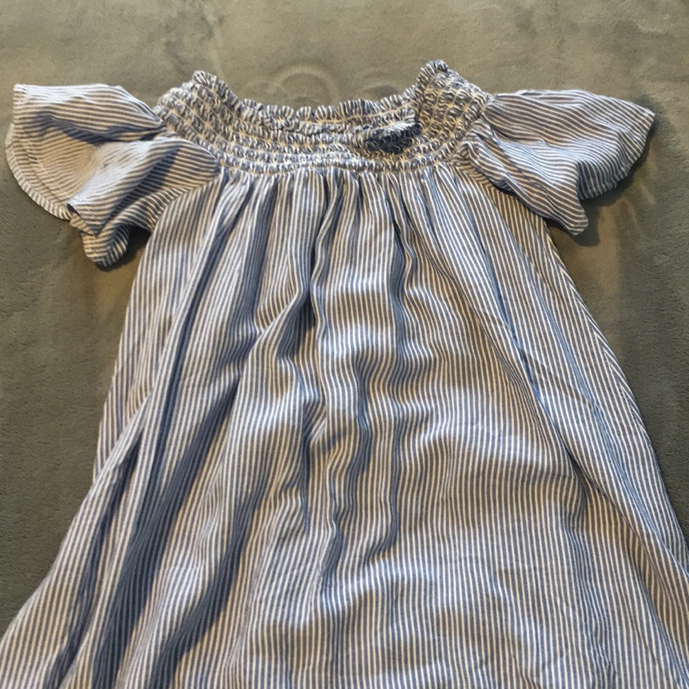 Blue dress off the shoulder